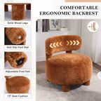 Fauteuil d'appoint sans accoudoirs avec dossier incurvé, en tissu peluche/fourrure, blanc/kaki - ModernLuxe