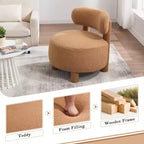 Fauteuil d'appoint sans accoudoirs avec dossier incurvé, en tissu peluche/fourrure, blanc/kaki - ModernLuxe
