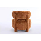 Fauteuil d'appoint sans accoudoirs avec dossier incurvé, en tissu peluche/fourrure, blanc/kaki - ModernLuxe