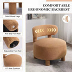 Fauteuil d'appoint sans accoudoirs avec dossier incurvé, en tissu peluche/fourrure, blanc/kaki - ModernLuxe