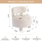 Fauteuil d'appoint sans accoudoirs avec dossier incurvé, en tissu peluche/fourrure, blanc/kaki - ModernLuxe