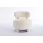 Fauteuil d'appoint sans accoudoirs avec dossier incurvé, en tissu peluche/fourrure, blanc/kaki - ModernLuxe