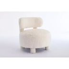 Fauteuil d'appoint sans accoudoirs avec dossier incurvé, en tissu peluche/fourrure, blanc/kaki - ModernLuxe