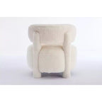 Fauteuil d'appoint sans accoudoirs avec dossier incurvé, en tissu peluche/fourrure, blanc/kaki - ModernLuxe