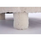 Fauteuil d'appoint sans accoudoirs avec dossier incurvé, en tissu peluche/fourrure, blanc/kaki - ModernLuxe