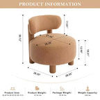 Fauteuil d'appoint sans accoudoirs avec dossier incurvé, en tissu peluche/fourrure, blanc/kaki - ModernLuxe