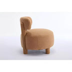 Fauteuil d'appoint sans accoudoirs avec dossier incurvé, en tissu peluche/fourrure, blanc/kaki - ModernLuxe