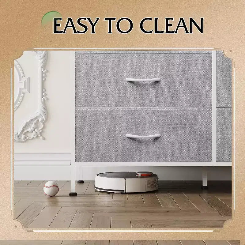 GALAXHERO Commode large à 6 tiroirs, Meuble TV pour téléviseur de 50 pouces, Centre de divertissement avec cadre en métal, Plateau en bois, Commode de rangement en tissu pour chambre à coucher