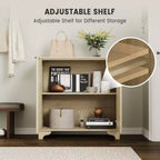 Bahut avec portes cannelées, Meuble de rangement de cuisine de style ferme avec étagères réglables, Meuble de bar à café moderne pour la maison, Chêne naturel