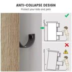 Bahut avec portes cannelées, Meuble de rangement de cuisine de style ferme avec étagères réglables, Meuble de bar à café moderne pour la maison, Chêne naturel