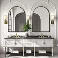 MAYEERTY 35.83x24.02x1.10in Aluminum Thin Edge Right Angle Arch Black Hanging Mirror Double Sided