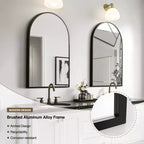 MAYEERTY Miroir suspendu double face arqué à angle droit, à bord fin en aluminium, noir, de 35,83x24,02x1,10 pouces