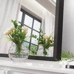 MAYEERTY Miroir suspendu double face arqué à angle droit, à bord fin en aluminium, noir, de 35,83x24,02x1,10 pouces