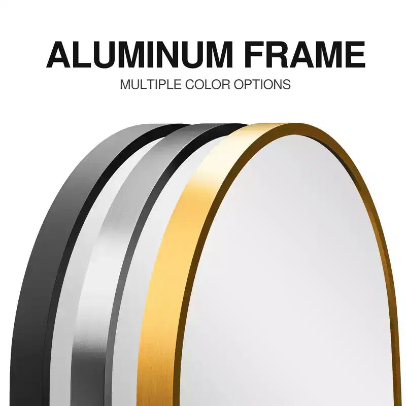 MAYEERTY Miroir suspendu double face arqué à angle droit, à bord fin en aluminium, noir, de 35,83x24,02x1,10 pouces