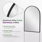 MAYEERTY Miroir suspendu double face arqué à angle droit, à bord fin en aluminium, noir, de 35,83x24,02x1,10 pouces