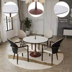 Table de salle à manger ronde moderne LeisureMod Bristol 35'' avec plateau en MDF durable et base en acier noyer à transfert de bois pour cuisine, salle à manger ou cafés