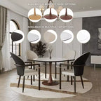 Table de salle à manger ronde moderne LeisureMod Bristol 35'' avec plateau en MDF durable et base en acier noyer à transfert de bois pour cuisine, salle à manger ou cafés