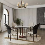 Table de salle à manger ronde moderne LeisureMod Bristol 35'' avec plateau en MDF durable et base en acier noyer à transfert de bois pour cuisine, salle à manger ou cafés