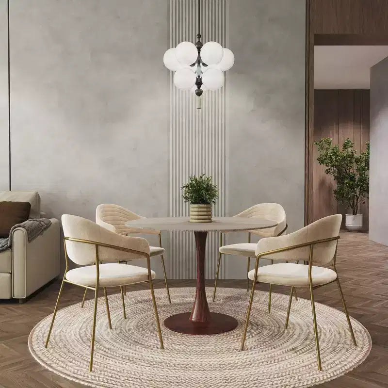 Table de salle à manger ronde moderne LeisureMod Bristol 35'' avec plateau en MDF durable et base en acier noyer à transfert de bois pour cuisine, salle à manger ou cafés