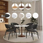 Table de salle à manger ronde moderne LeisureMod Bristol 35'' avec plateau en MDF durable et base en acier noyer à transfert de bois pour cuisine, salle à manger ou cafés