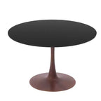 Table de salle à manger ronde moderne LeisureMod Bristol 35'' avec plateau en MDF durable et base en acier noyer à transfert de bois pour cuisine, salle à manger ou cafés