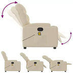 vidaXL Fauteuil inclinable en tissu crème - Massage vibrant 6 points, dossier et repose-pieds réglables