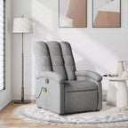vidaXL Fauteuil inclinable de massage en tissu gris clair - Inclinaison manuelle, chaise longue vibrante pour maison/salon avec USB, accoudoir confortable, poche latérale - Gris