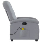 vidaXL Fauteuil inclinable de massage en tissu gris clair - Inclinaison manuelle, chaise longue vibrante pour maison/salon avec USB, accoudoir confortable, poche latérale - Gris
