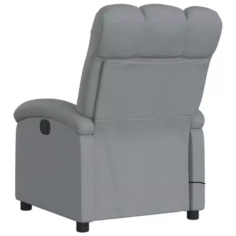 vidaXL Fauteuil inclinable de massage en tissu gris clair - Inclinaison manuelle, chaise longue vibrante pour maison/salon avec USB, accoudoir confortable, poche latérale - Gris