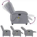 vidaXL Fauteuil inclinable de massage en tissu gris clair - Inclinaison manuelle, chaise longue vibrante pour maison/salon avec USB, accoudoir confortable, poche latérale - Gris