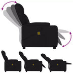 vidaXL Fauteuil inclinable en tissu noir - Massage par vibrations à 6 points, dossier et repose-pieds réglables pour une relaxation ultime