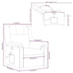vidaXL Fauteuil inclinable de massage pour salon, 6 points de vibration réglables, tissu gris foncé