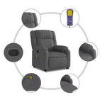 vidaXL Fauteuil inclinable de massage pour salon, 6 points de vibration réglables, tissu gris foncé
