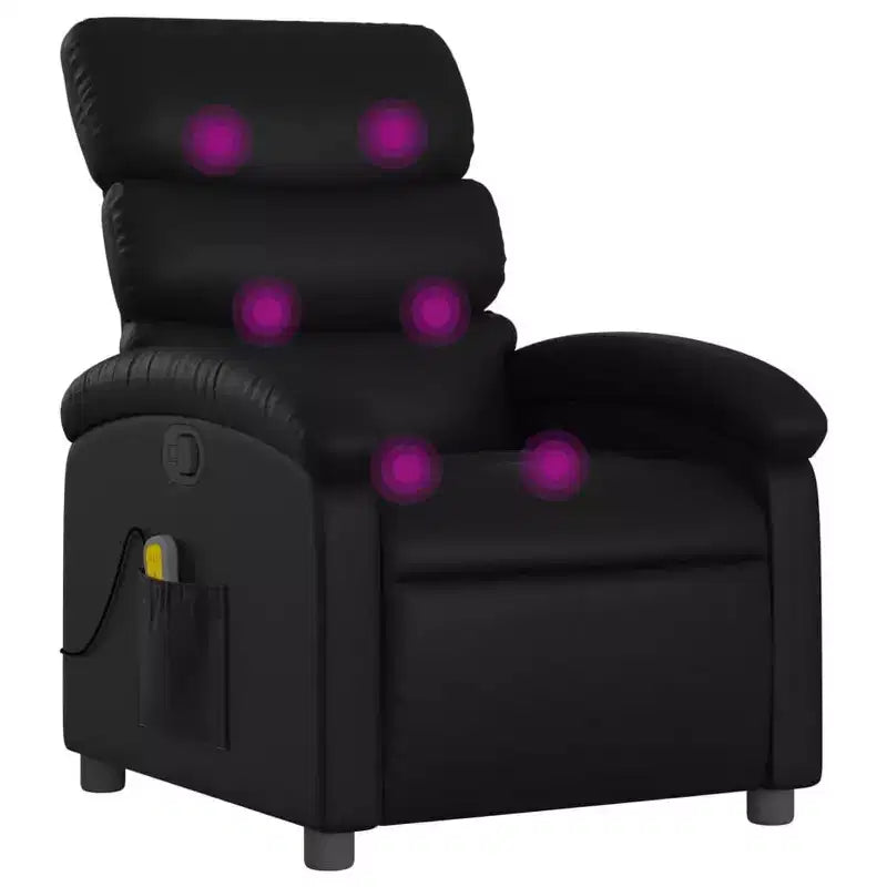 vidaXL Fauteuil de massage inclinable noir en similicuir, métal, bois d'ingénierie Simple
