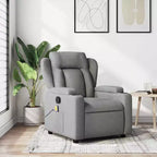 vidaXL Fauteuil inclinable de massage - Tissu gris clair, 6 points de vibration, inclinaison manuelle, porte-gobelets, fauteuil avec source d'alimentation USB