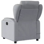 vidaXL Fauteuil inclinable de massage - Tissu gris clair, 6 points de vibration, inclinaison manuelle, porte-gobelets, fauteuil avec source d'alimentation USB