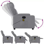 vidaXL Fauteuil inclinable de massage - Tissu gris clair, 6 points de vibration, inclinaison manuelle, porte-gobelets, fauteuil avec source d'alimentation USB