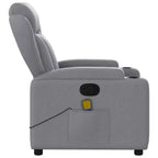 vidaXL Fauteuil inclinable de massage - Tissu gris clair, 6 points de vibration, inclinaison manuelle, porte-gobelets, fauteuil avec source d'alimentation USB