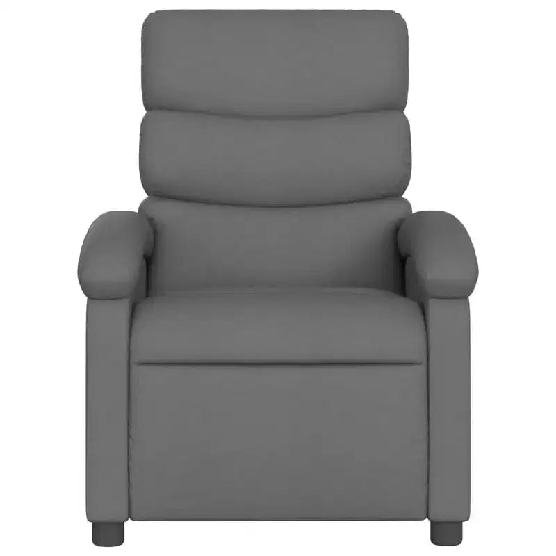 vidaXL Fauteuil inclinable de massage en tissu gris foncé - Fauteuil de relaxation manuel réglable avec vibration, poche latérale, rembourrage épais