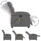 vidaXL Fauteuil inclinable de massage en tissu gris foncé - Fauteuil de relaxation manuel réglable avec vibration, poche latérale, rembourrage épais