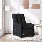 vidaXL Fauteuil inclinable de massage électrique - Dossier haut, Tissu noir, Réglage motorisé, 6 points de vibration, Fauteuil avec pochette de rangement
