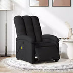vidaXL Fauteuil inclinable de massage électrique - Dossier haut, Tissu noir, Réglage motorisé, 6 points de vibration, Fauteuil avec pochette de rangement
