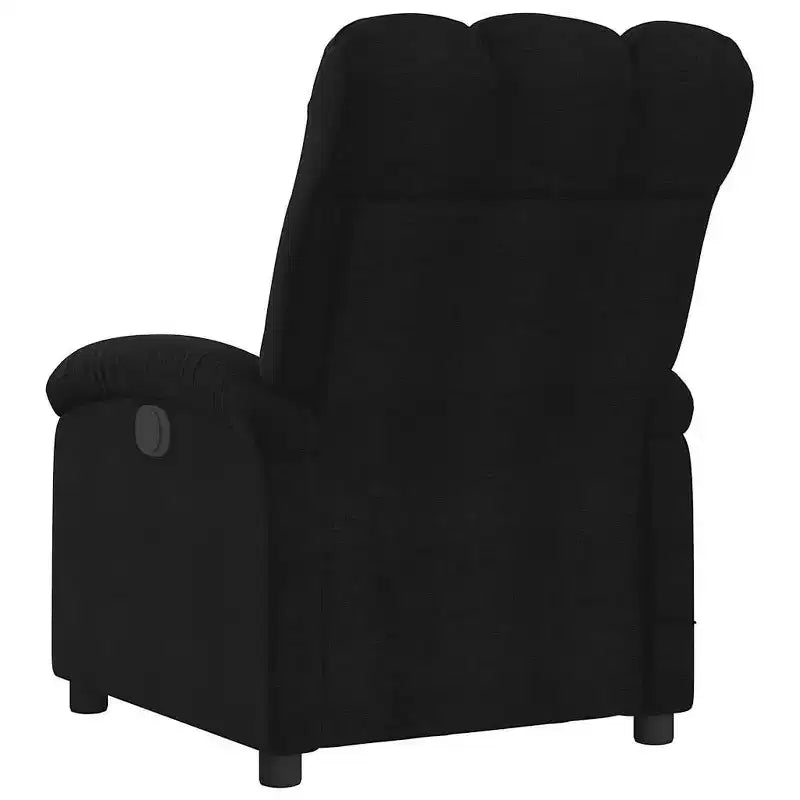 vidaXL Fauteuil inclinable de massage électrique - Dossier haut, Tissu noir, Réglage motorisé, 6 points de vibration, Fauteuil avec pochette de rangement