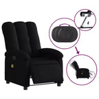 vidaXL Fauteuil inclinable de massage électrique - Dossier haut, Tissu noir, Réglage motorisé, 6 points de vibration, Fauteuil avec pochette de rangement