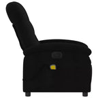 vidaXL Fauteuil inclinable de massage électrique - Dossier haut, Tissu noir, Réglage motorisé, 6 points de vibration, Fauteuil avec pochette de rangement