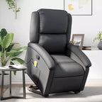 vidaXL Fauteuil inclinable électrique noir en cuir avec massage et inclinaison manuelle, fauteuil rembourré en mousse confortable pour personnes âgées