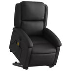 vidaXL Fauteuil inclinable électrique noir en cuir avec massage et inclinaison manuelle, fauteuil rembourré en mousse confortable pour personnes âgées