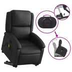 vidaXL Fauteuil inclinable électrique noir en cuir avec massage et inclinaison manuelle, fauteuil rembourré en mousse confortable pour personnes âgées