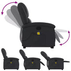 vidaXL Fauteuil inclinable électrique noir en cuir avec massage et inclinaison manuelle, fauteuil rembourré en mousse confortable pour personnes âgées
