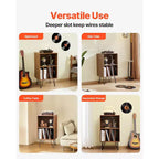 Meuble Support Platine Vinyle VEVOR, Meuble Platine Vinyle 3 Niveaux avec Rangement pour Disques Vinyles, Contient Jusqu'à 150 Albums, Meuble de Rangement pour Disques Vinyles avec Pieds en Métal, Marron